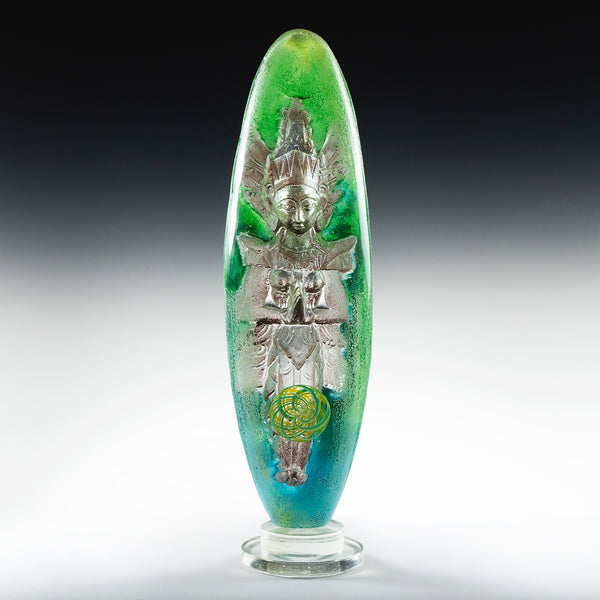 cast glass sculpture of goddess Dewi Sri