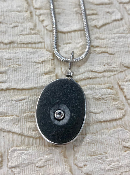 Basalt Necklace with White Topaz