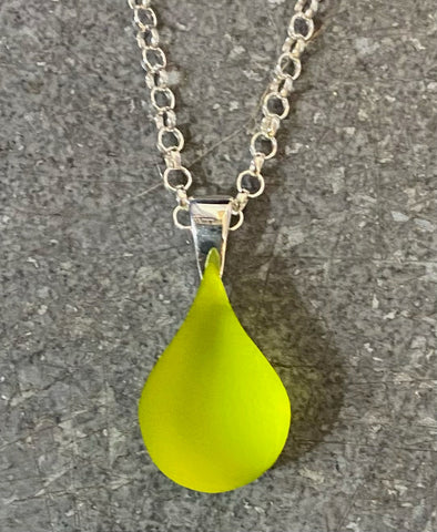 Chartreuse Teardrop Glass Necklace