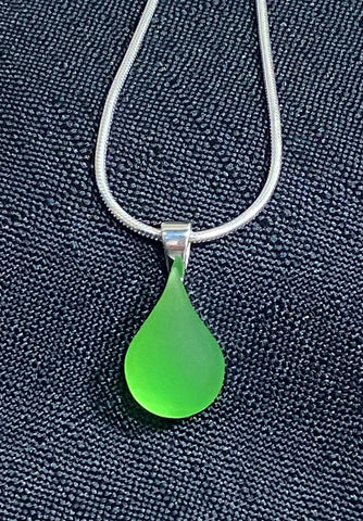 Green Teardrop Glass Necklace